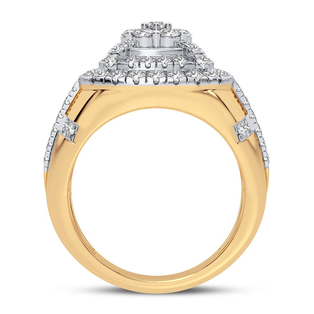 14K Yellow Gold Mens Lab Diamond Statement Ring - 2CT Brilliance