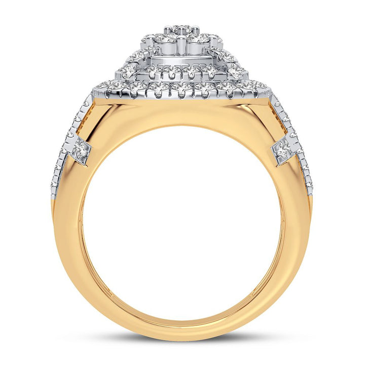 14K Yellow Gold Mens Lab Diamond Statement Ring - 2CT Brilliance