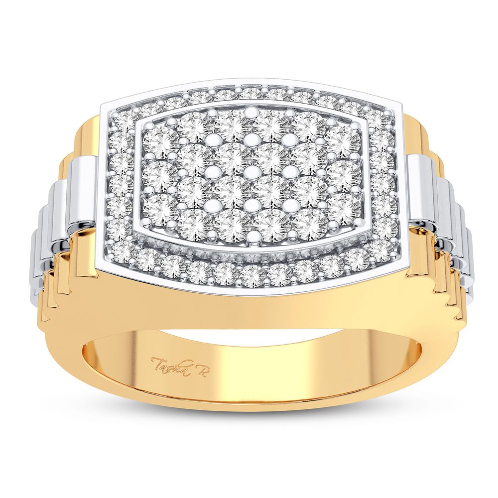 14K Yellow Gold Lab Diamond Mens Statement Ring
