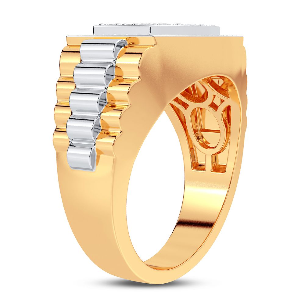 14K Yellow Gold Lab Diamond Mens Statement Ring