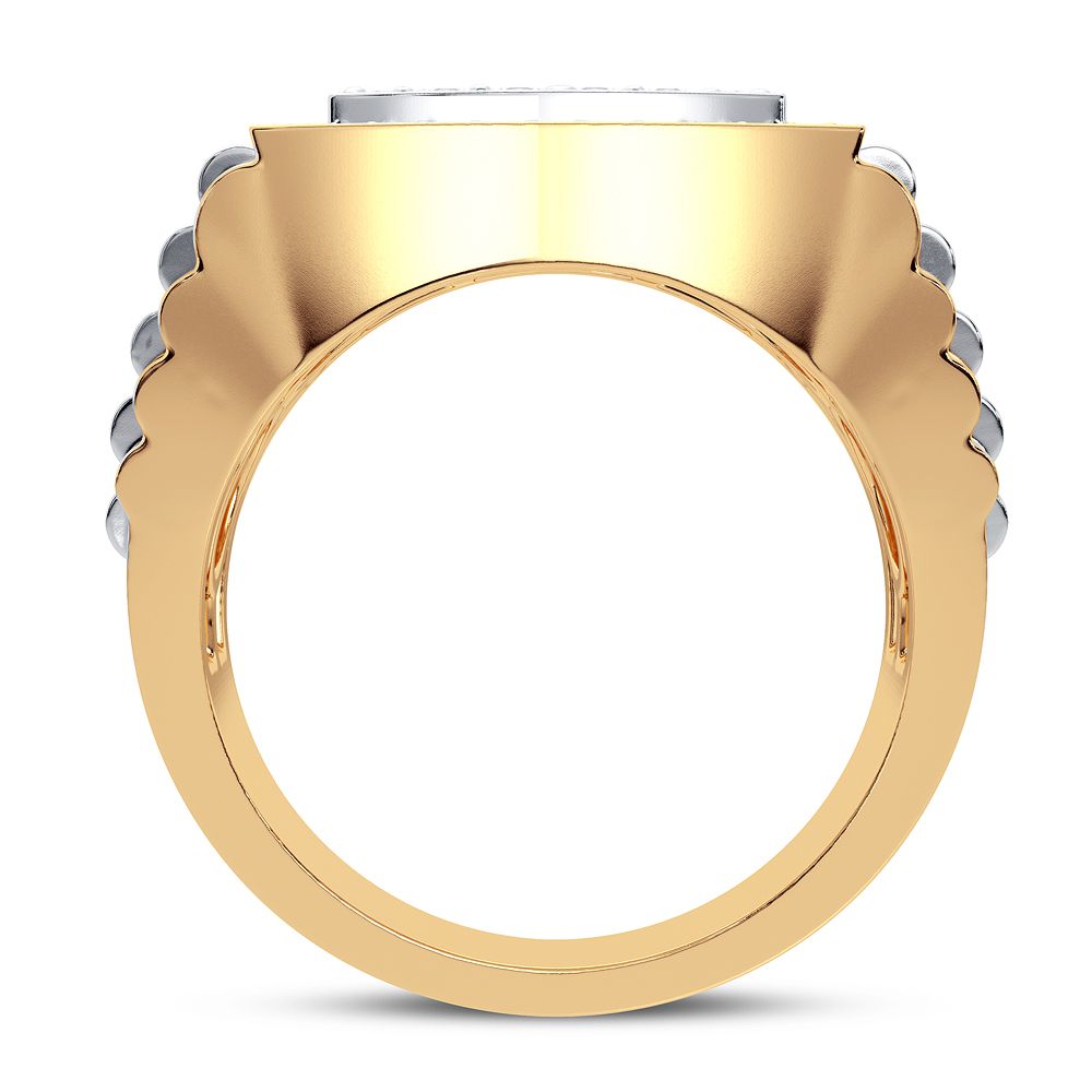 14K Yellow Gold Lab Diamond Mens Statement Ring