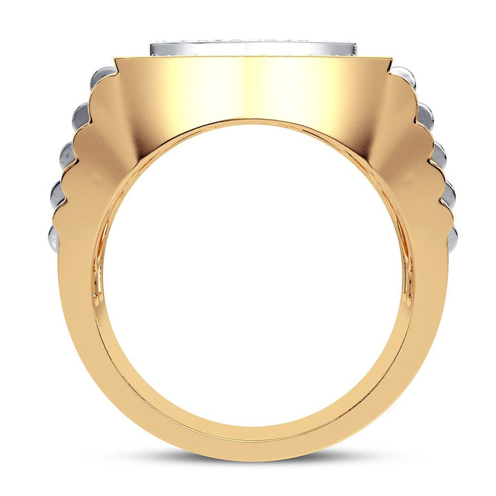 14K Yellow Gold Lab Diamond Mens Statement Ring