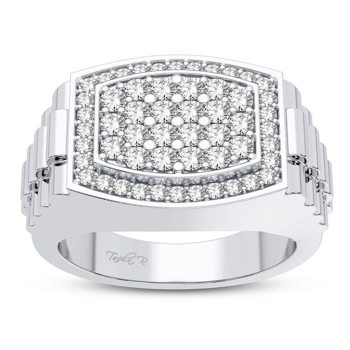14k White Gold 1CT Lab Diamond Mens Luxury Band Ring