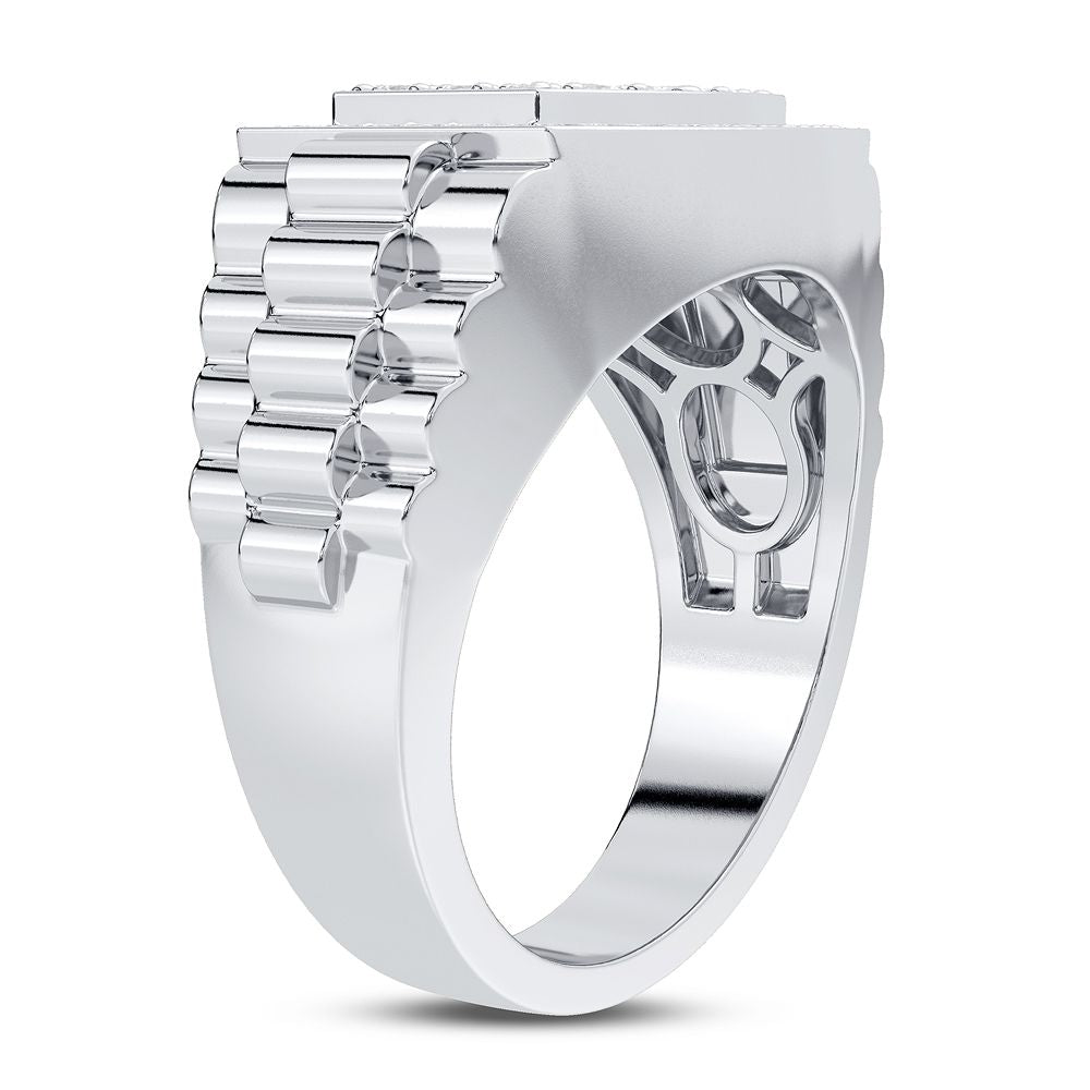 14k White Gold 1CT Lab Diamond Mens Luxury Band Ring
