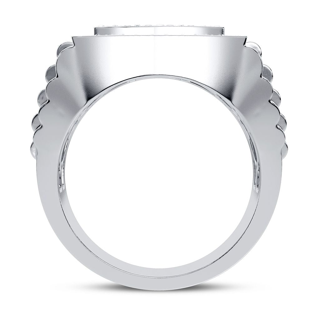 14k White Gold 1CT Lab Diamond Mens Luxury Band Ring