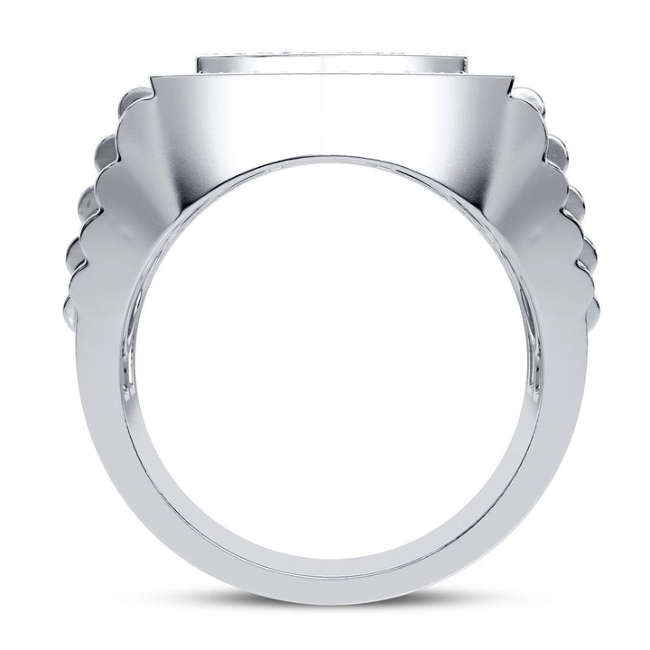 14k White Gold 1CT Lab Diamond Mens Luxury Band Ring