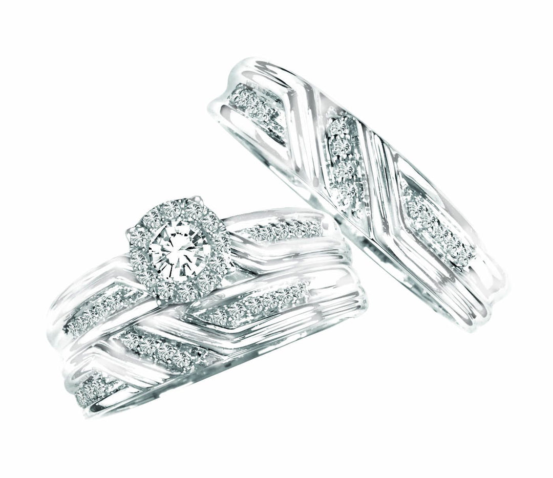 14K 0.55CT Diamond TRIO SET