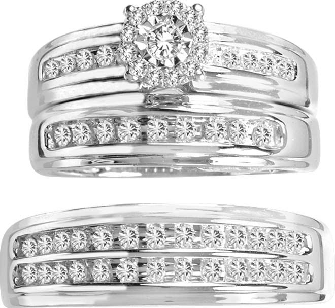 14K 0.63CT Diamond TRIO SET