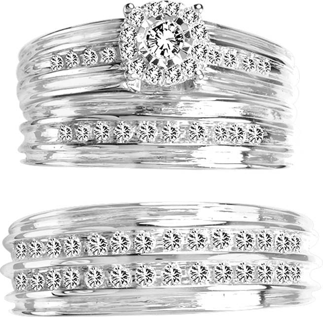 14K 0.80CT Diamond TRIO SET