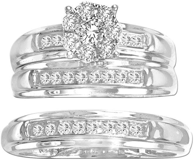 14k 0.74CT Diamond TRIO SET