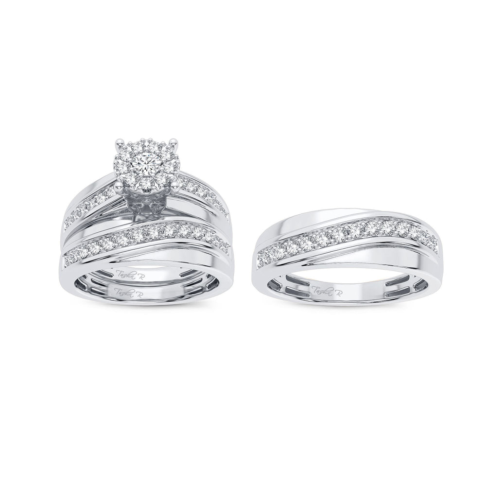 14k White Gold Lab Diamond Trio Set - Timeless Elegance