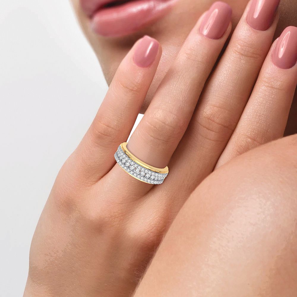 14K Yellow Gold 1CT Lab Diamond Mens Wedding Band