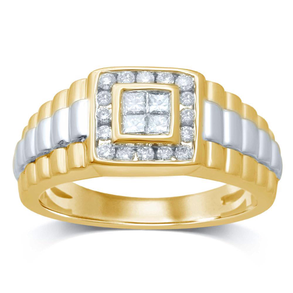 14K Yellow Gold Mens Lab Diamond Statement Ring (0.50CT)