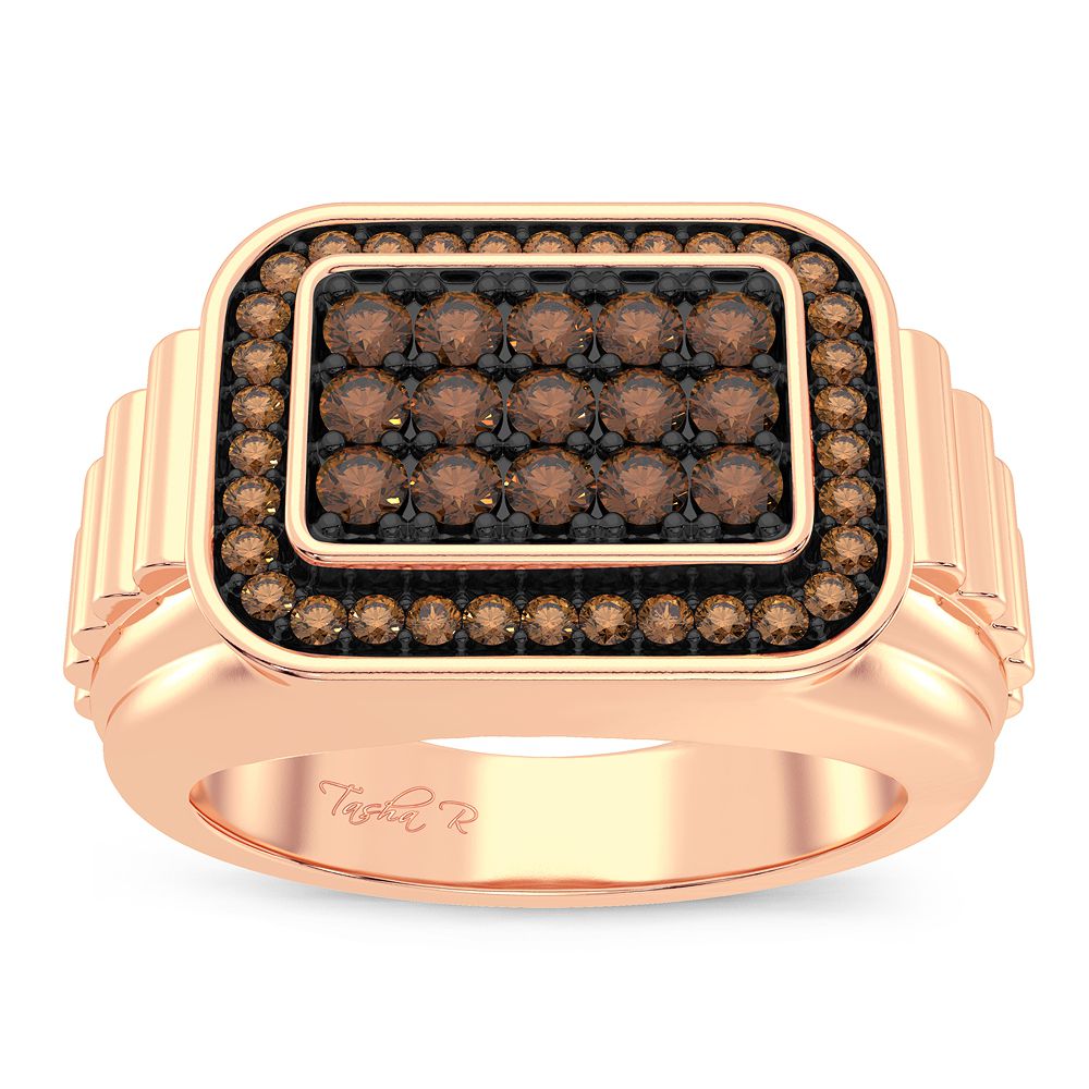 14K Rose Gold Mens Lab Diamond Engagement Ring