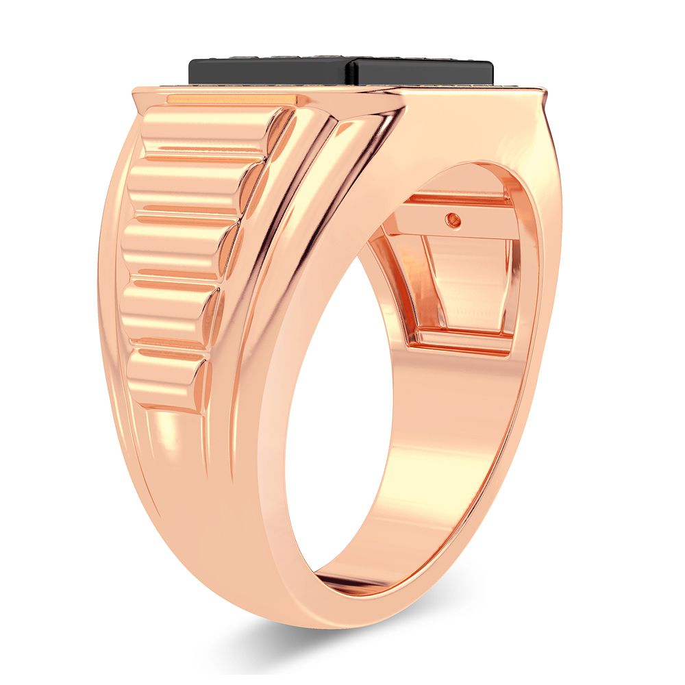 14K Rose Gold Mens Lab Diamond Engagement Ring