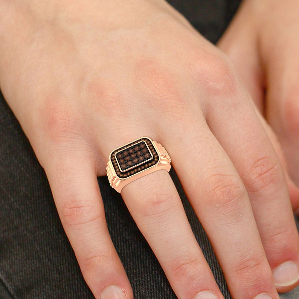 14K Rose Gold Mens Lab Diamond Engagement Ring