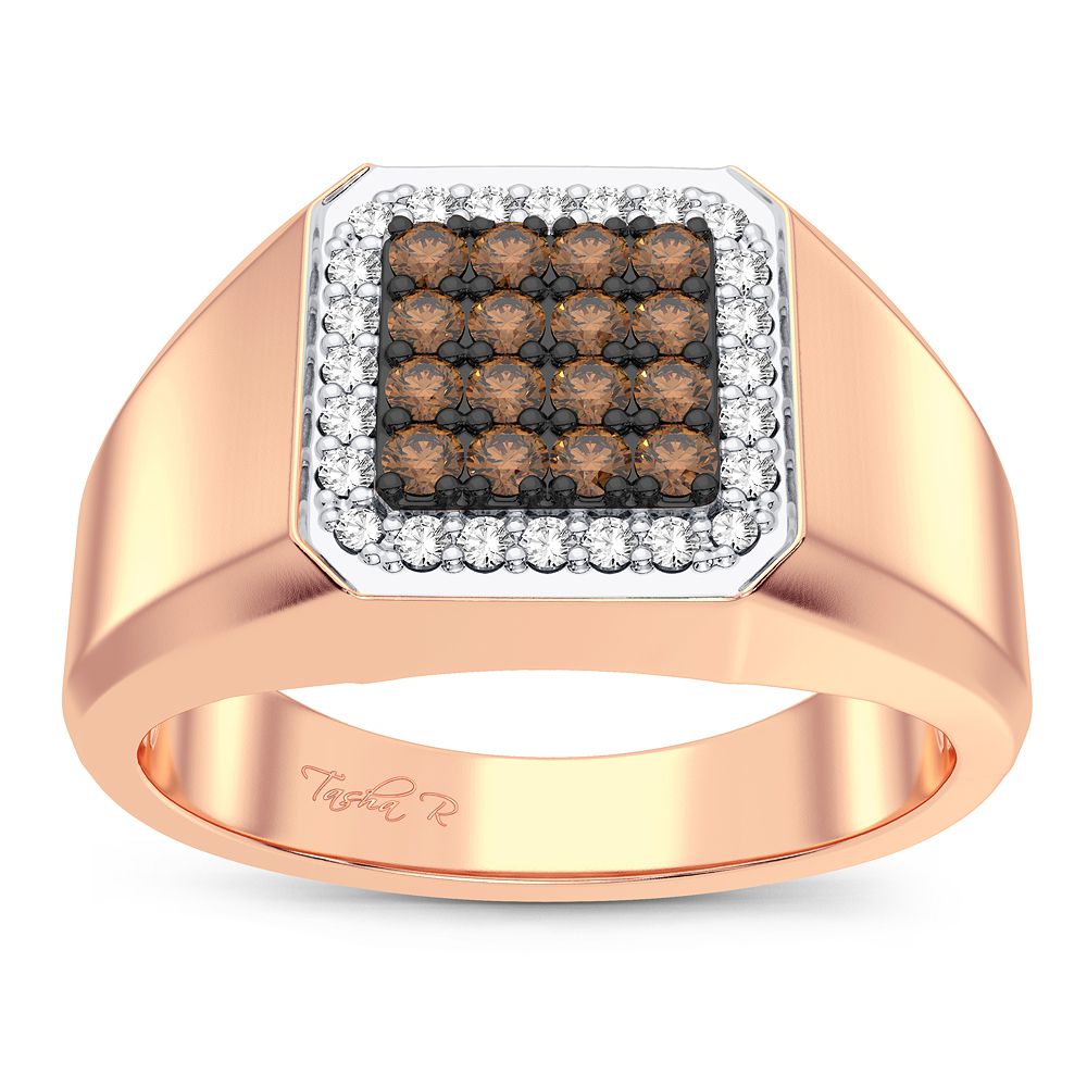 Masculine 14K Rose Gold Lab-Created Diamond Mens Band