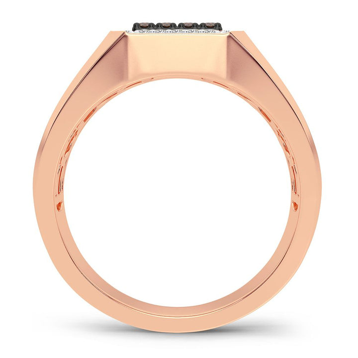 Masculine 14K Rose Gold Lab-Created Diamond Mens Band