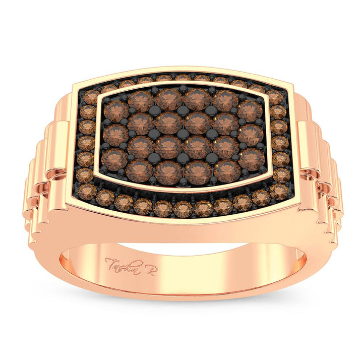 Bold 14k Rose Gold 1CT Lab Diamond Mens Signature Ring