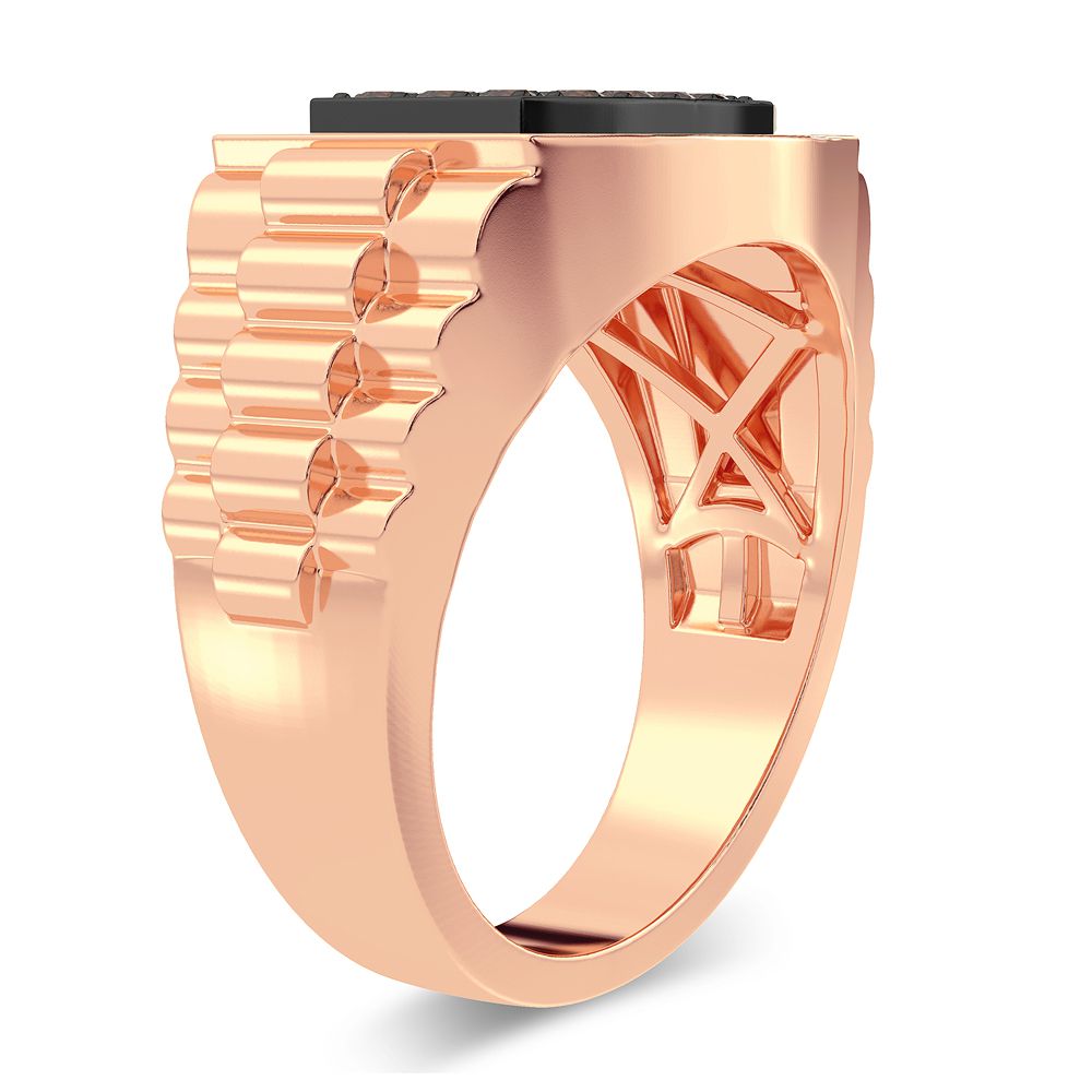 Bold 14k Rose Gold 1CT Lab Diamond Mens Signature Ring