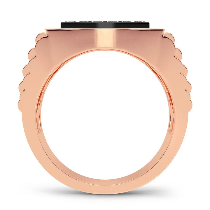 Bold 14k Rose Gold 1CT Lab Diamond Mens Signature Ring