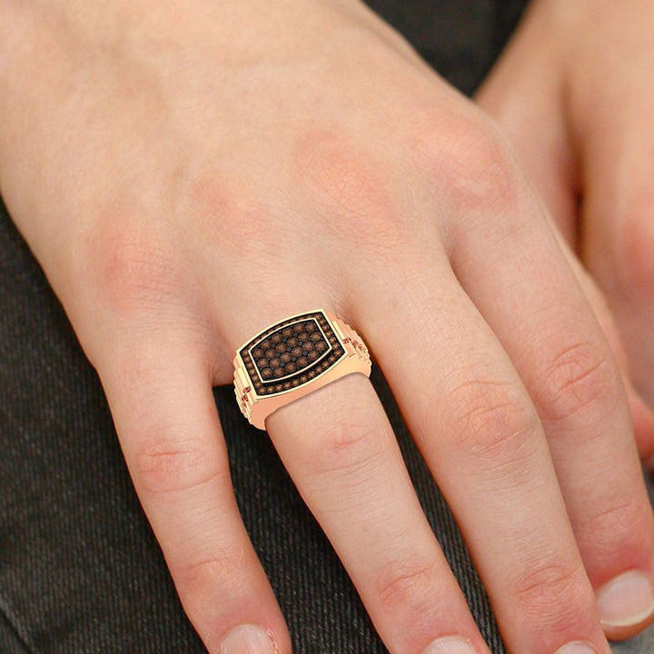 Bold 14k Rose Gold 1CT Lab Diamond Mens Signature Ring