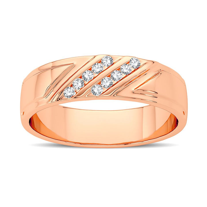14K Rose Gold Mens Lab Diamond Wedding Band Ring