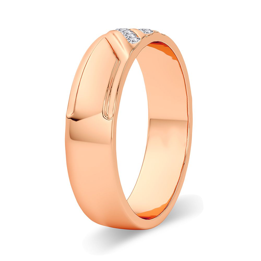 14K Rose Gold Mens Lab Diamond Wedding Band Ring