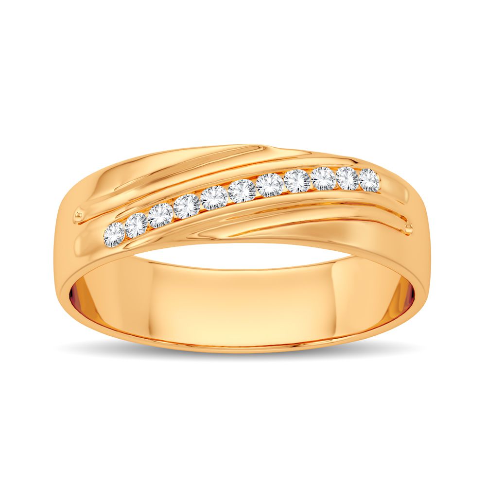 14K Yellow Gold Lab Diamond Mens Wedding Band Ring