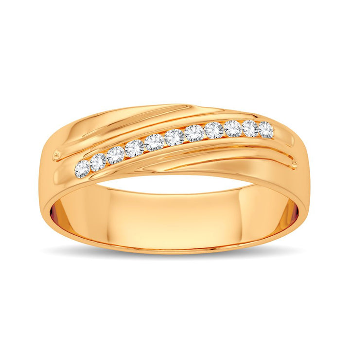 14K Yellow Gold Lab Diamond Mens Wedding Band Ring