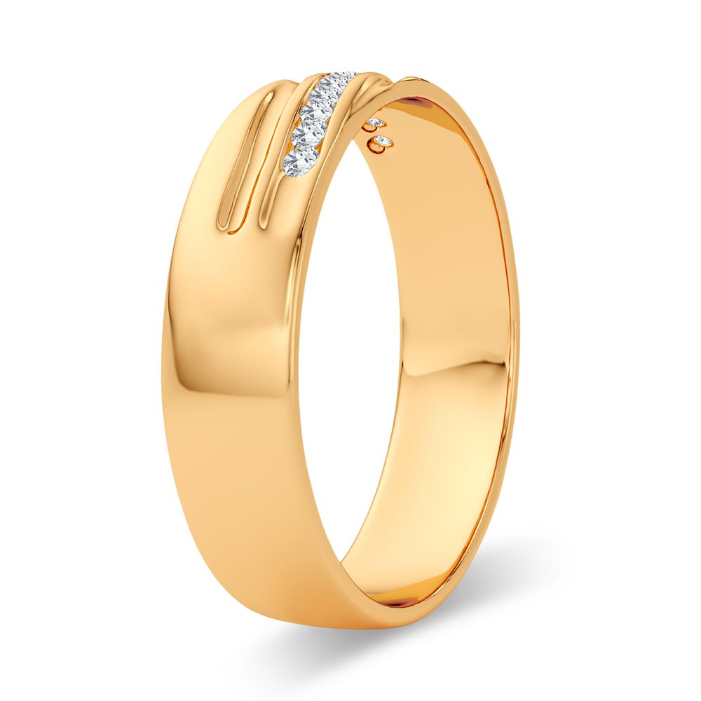 14K Yellow Gold Lab Diamond Mens Wedding Band Ring