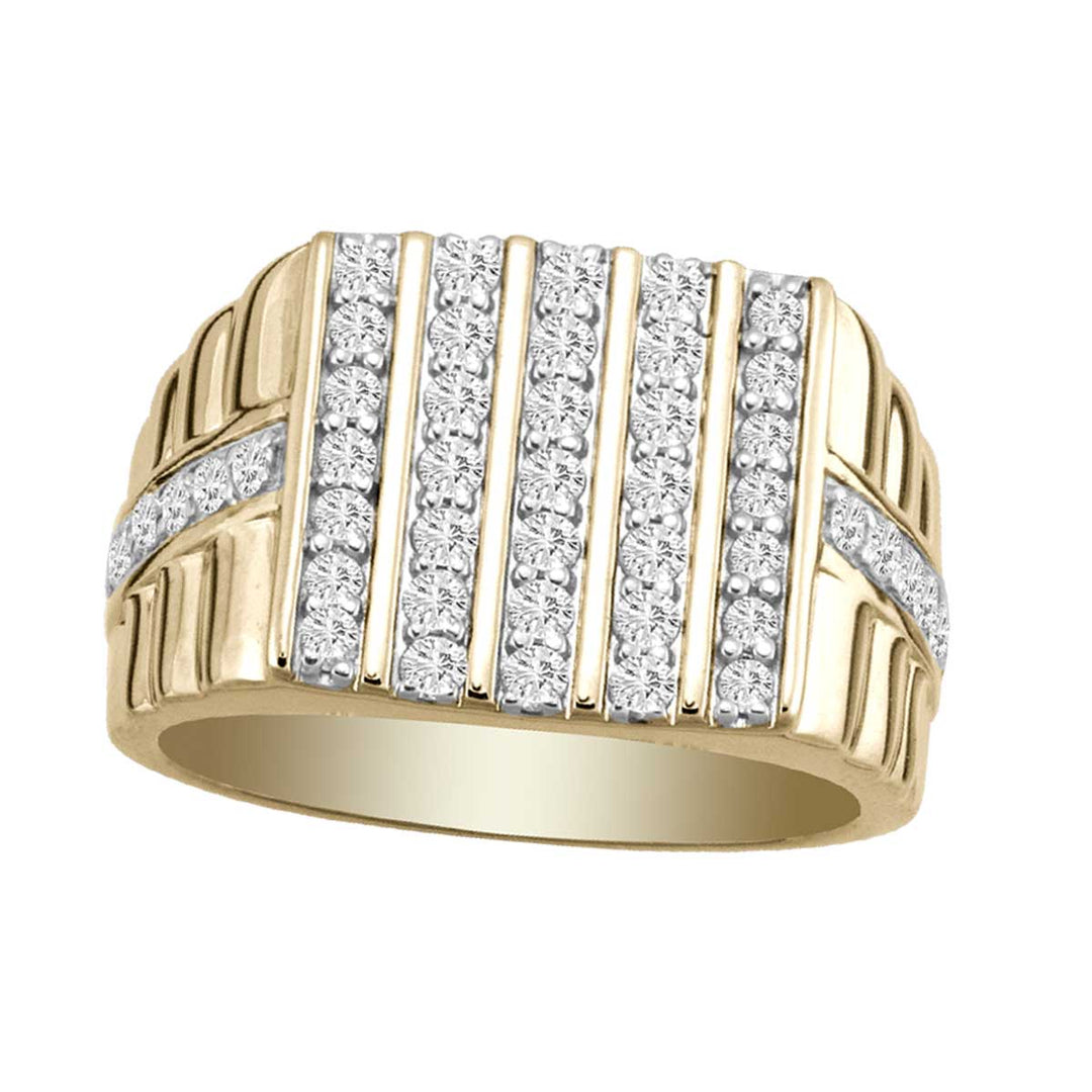 14K Yellow Gold Lab-Grown Diamond Mens Statement Ring