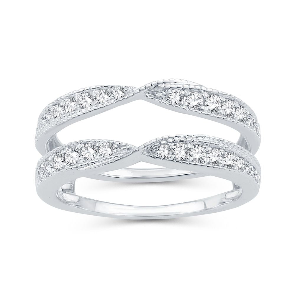 Sparkling 14k White Gold 0.50CT Lab Diamond Ring Guard