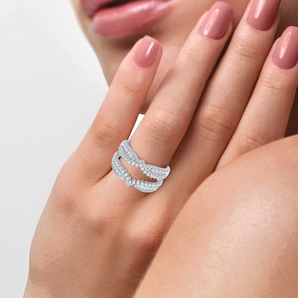14k White Gold Lab Diamond Ring Guard Enhancer