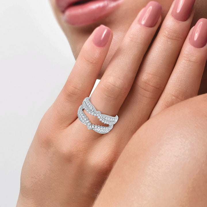 14k White Gold Lab Diamond Ring Guard Enhancer