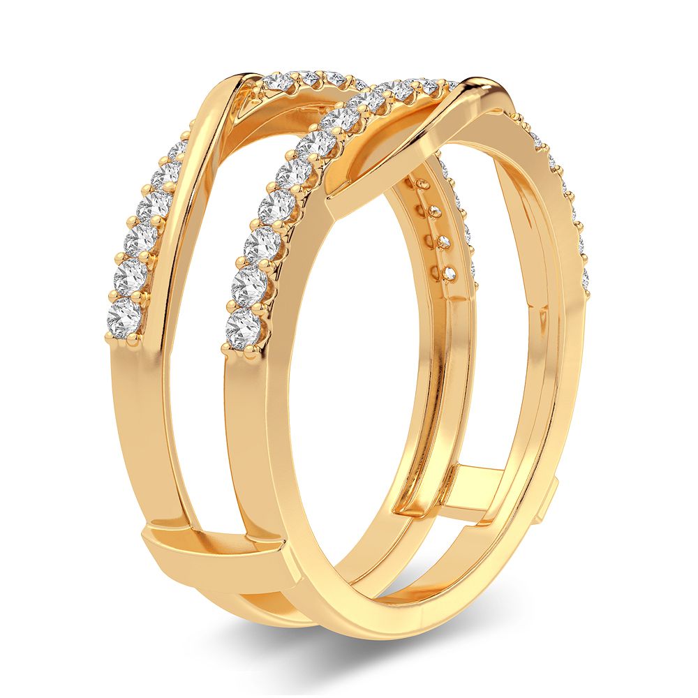 14K Yellow Gold 0.40CT Lab Diamond Ring Guard Accent