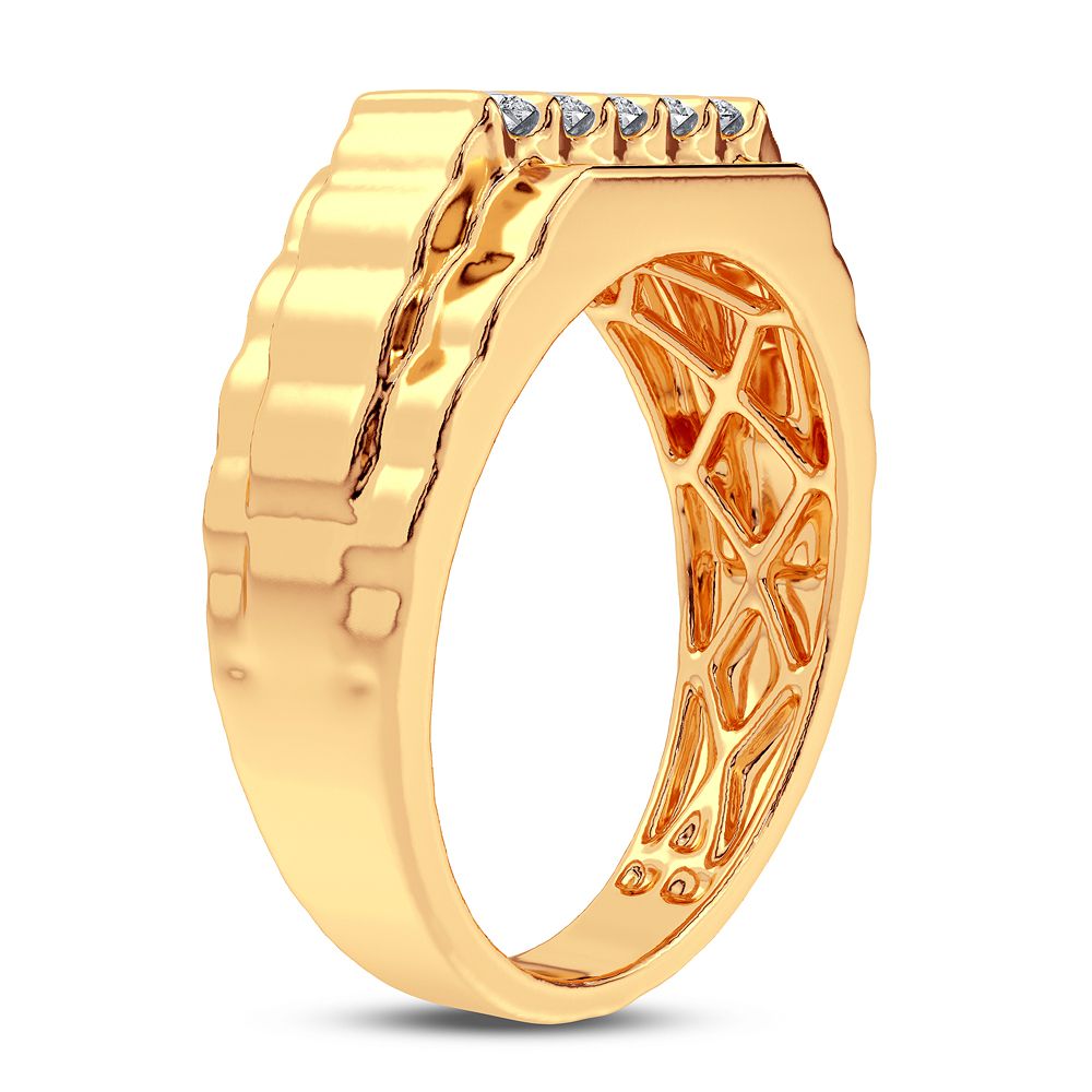 Bold 14K Yellow Gold Mens Lab Grown Diamond Band