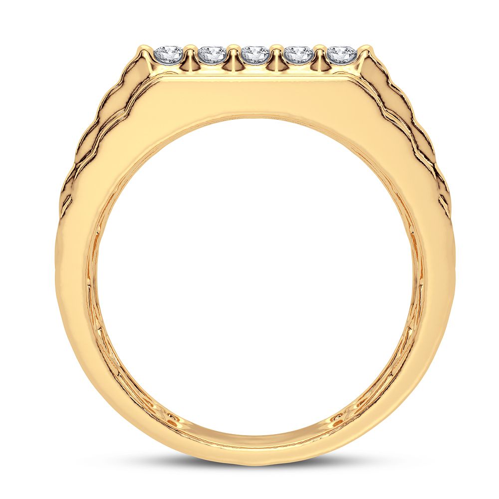 Bold 14K Yellow Gold Mens Lab Grown Diamond Band