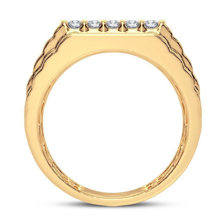 Bold 14K Yellow Gold Mens Lab Grown Diamond Band