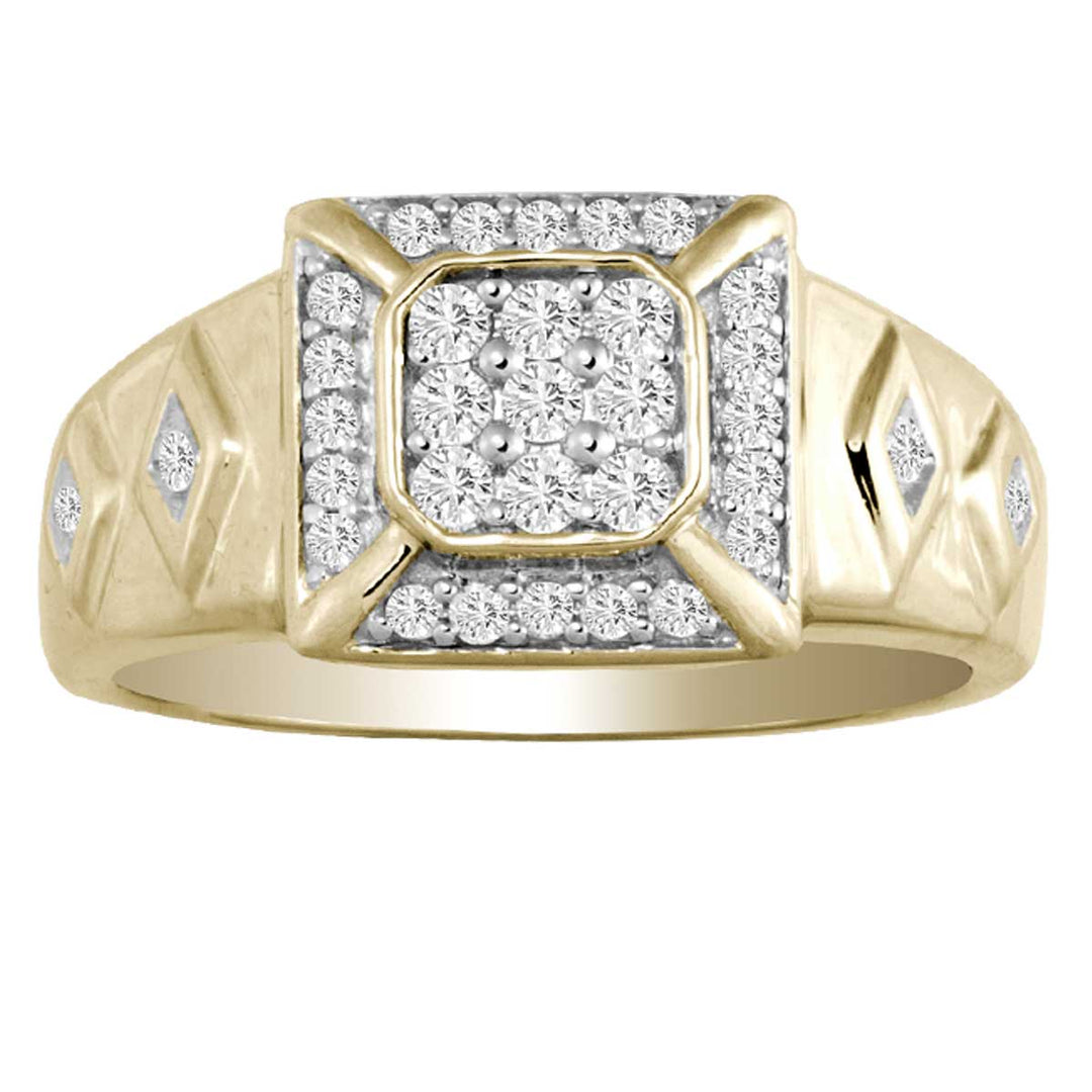 14K Yellow Gold Lab Diamond Mens Statement Ring
