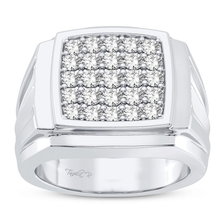 Bold 14K White Gold Lab Diamond Mens Statement Ring