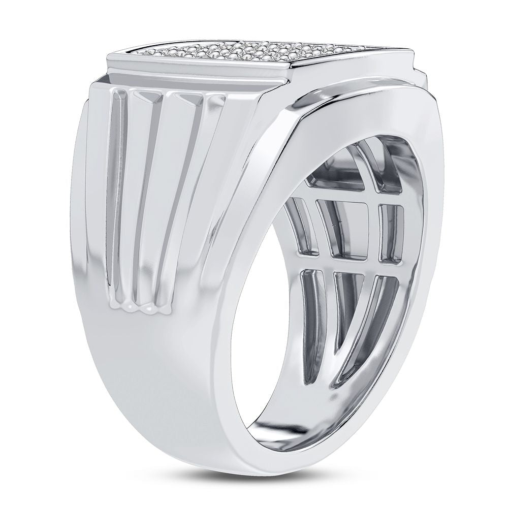 Bold 14K White Gold Lab Diamond Mens Statement Ring