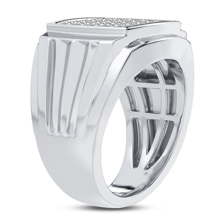 Bold 14K White Gold Lab Diamond Mens Statement Ring