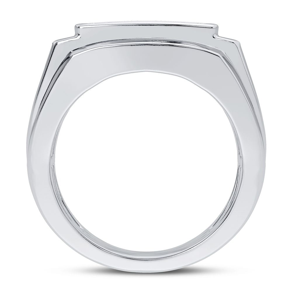 Bold 14K White Gold Lab Diamond Mens Statement Ring