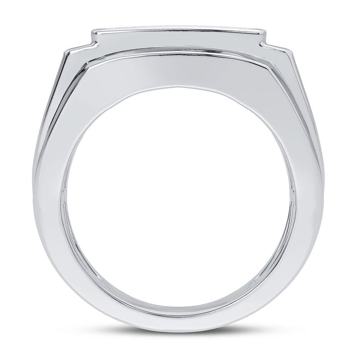 Bold 14K White Gold Lab Diamond Mens Statement Ring