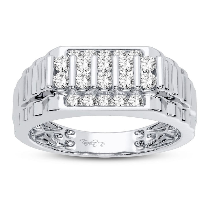 Modern 14K White Gold 0.50CT Lab Diamond Mens Ring