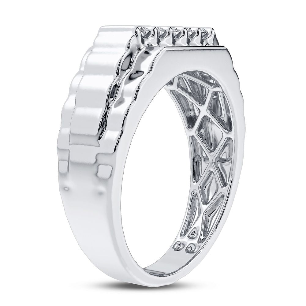 Modern 14K White Gold 0.50CT Lab Diamond Mens Ring