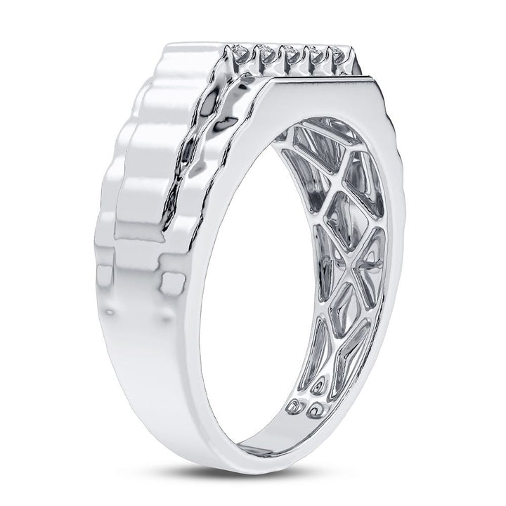 Modern 14K White Gold 0.50CT Lab Diamond Mens Ring