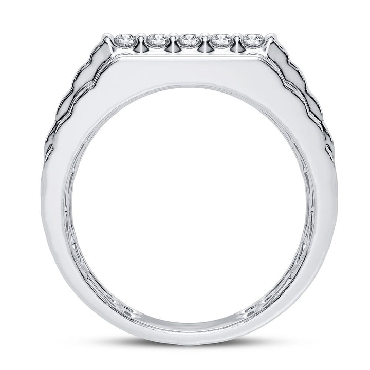 Modern 14K White Gold 0.50CT Lab Diamond Mens Ring