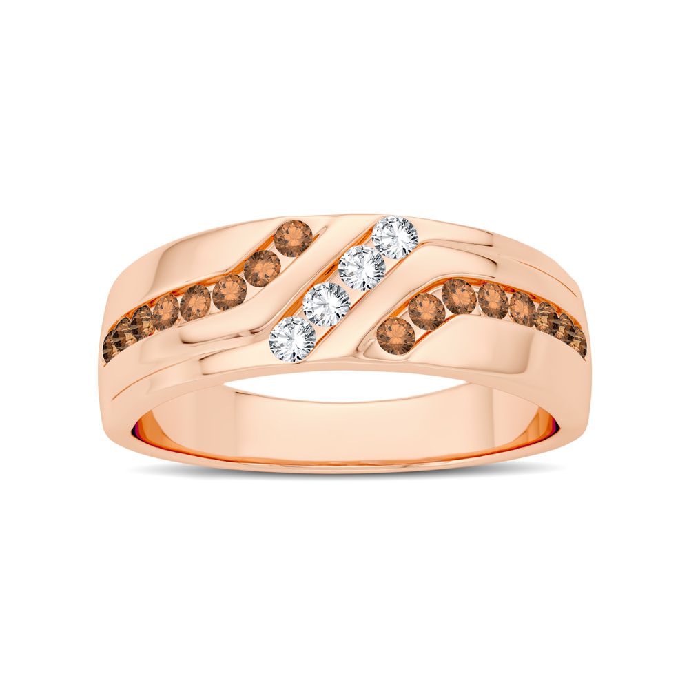 14k Rose Gold Mens Lab Diamond Wedding Band